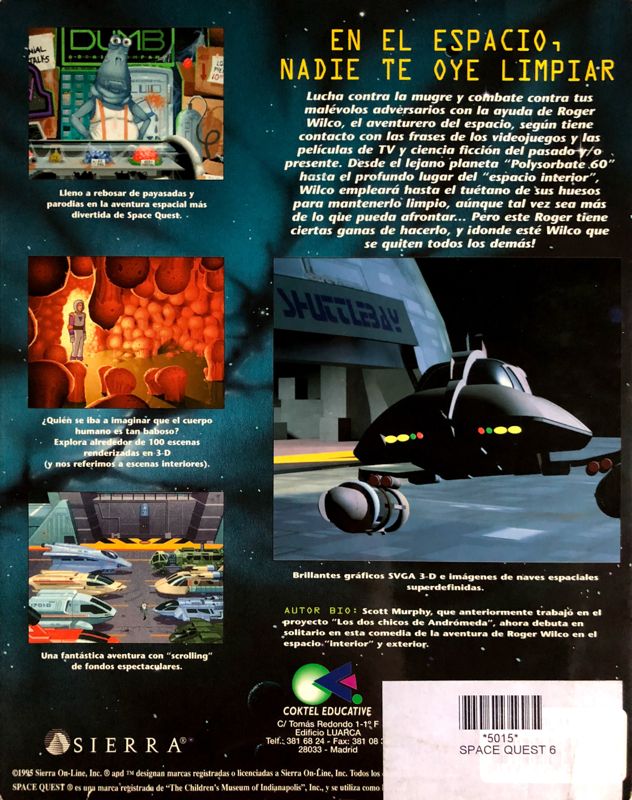 Back Cover for Space Quest 6: Roger Wilco in the Spinal Frontier (DOS)