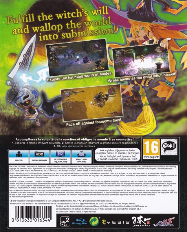 Back Cover for The Witch and the Hundred Knight: Revival Edition (PlayStation 4)