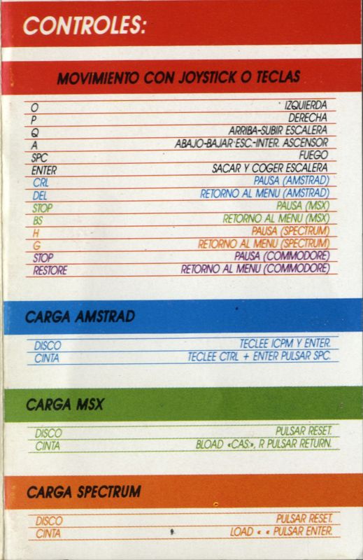 Inside Cover for Goody (ZX Spectrum)