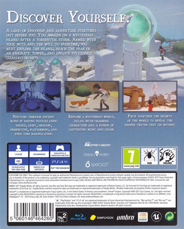 Back Cover for RiME (PlayStation 4)