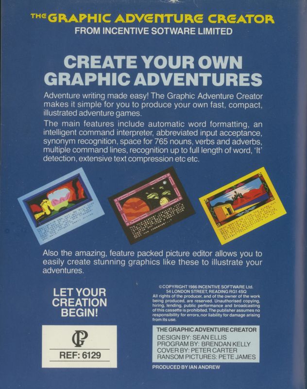 Back Cover for The Graphic Adventure Creator (ZX Spectrum)
