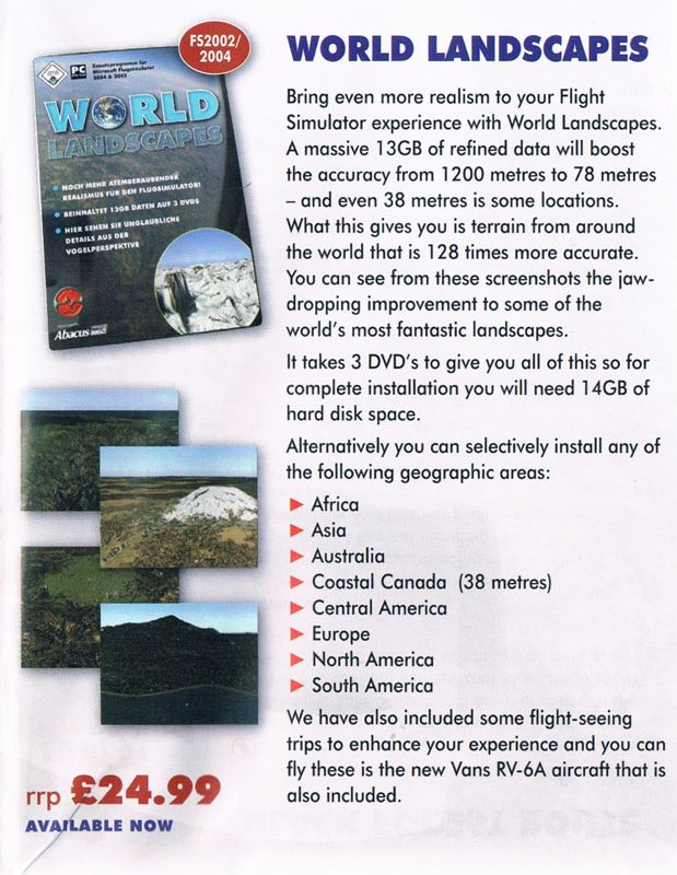 Advertisement for World Extreme Landscapes (Windows): Product AD from included catalog