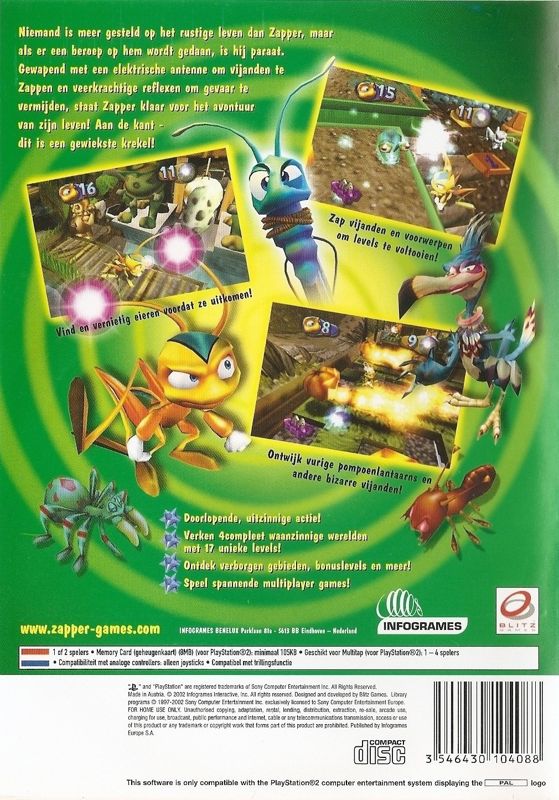Back Cover for Zapper: One Wicked Cricket! (PlayStation 2)