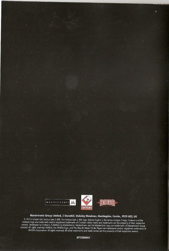 Manual for Serious Sam 3: BFE (Windows): Back
