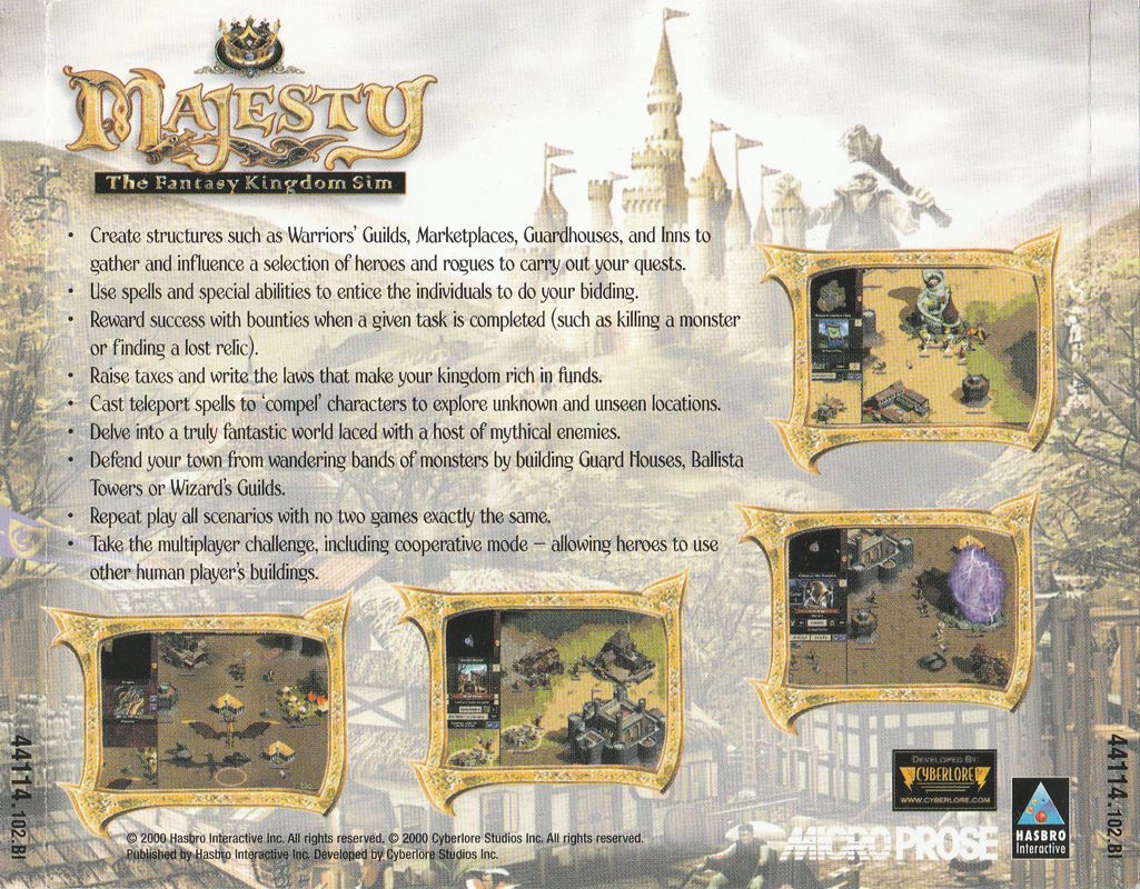 Other for Majesty: The Fantasy Kingdom Sim (Windows): Jewel Case - Full Back
