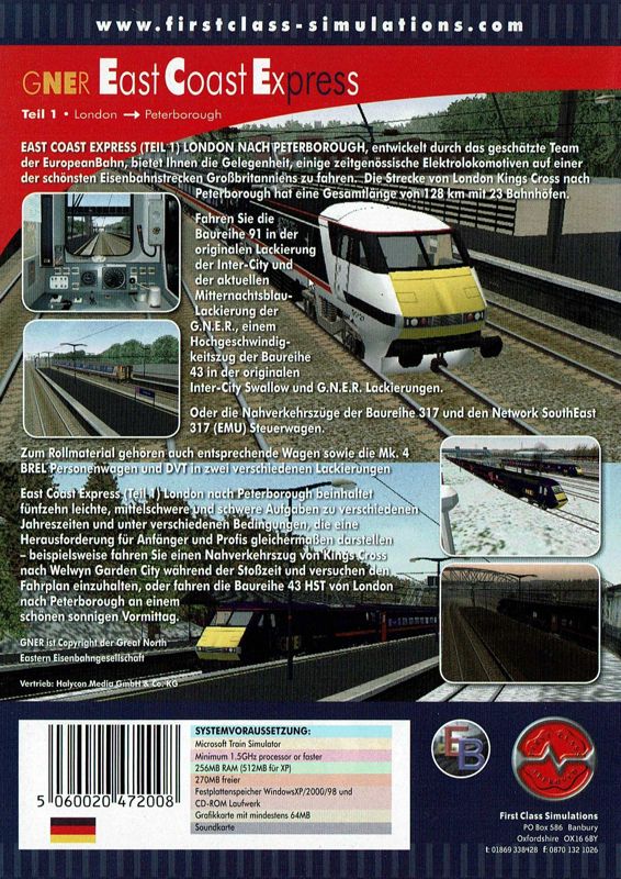 Back Cover for East Coast Express: Part 1 London - Peterborough (Windows)