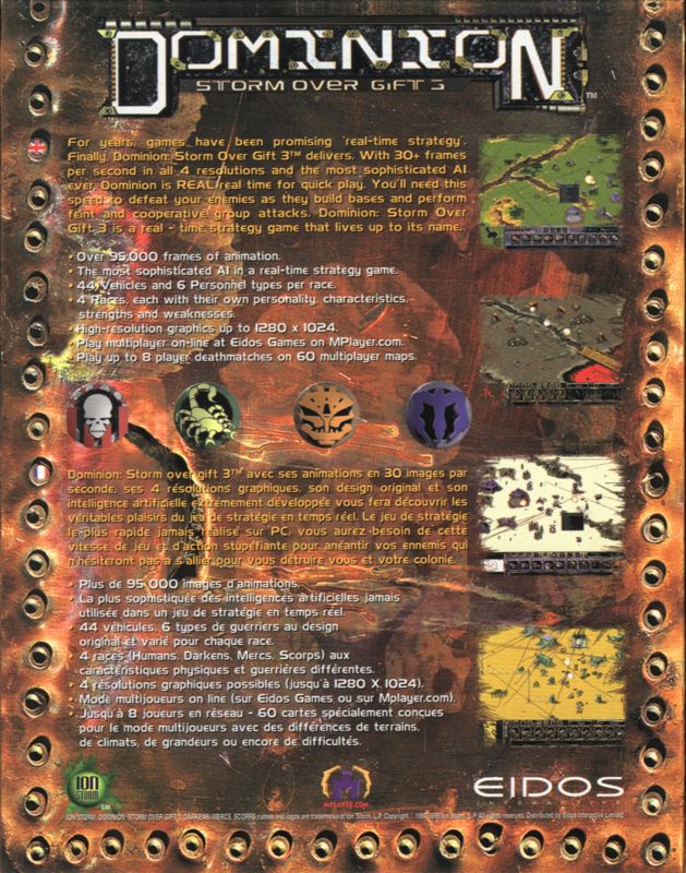 Back Cover for Dominion: Storm Over Gift 3 (Windows)