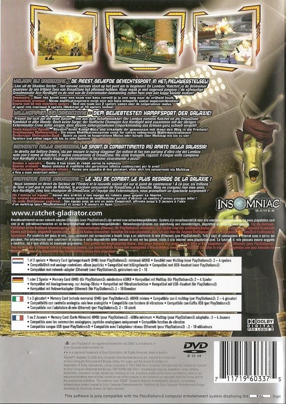 Back Cover for Ratchet: Deadlocked (PlayStation 2) (Platinum release)