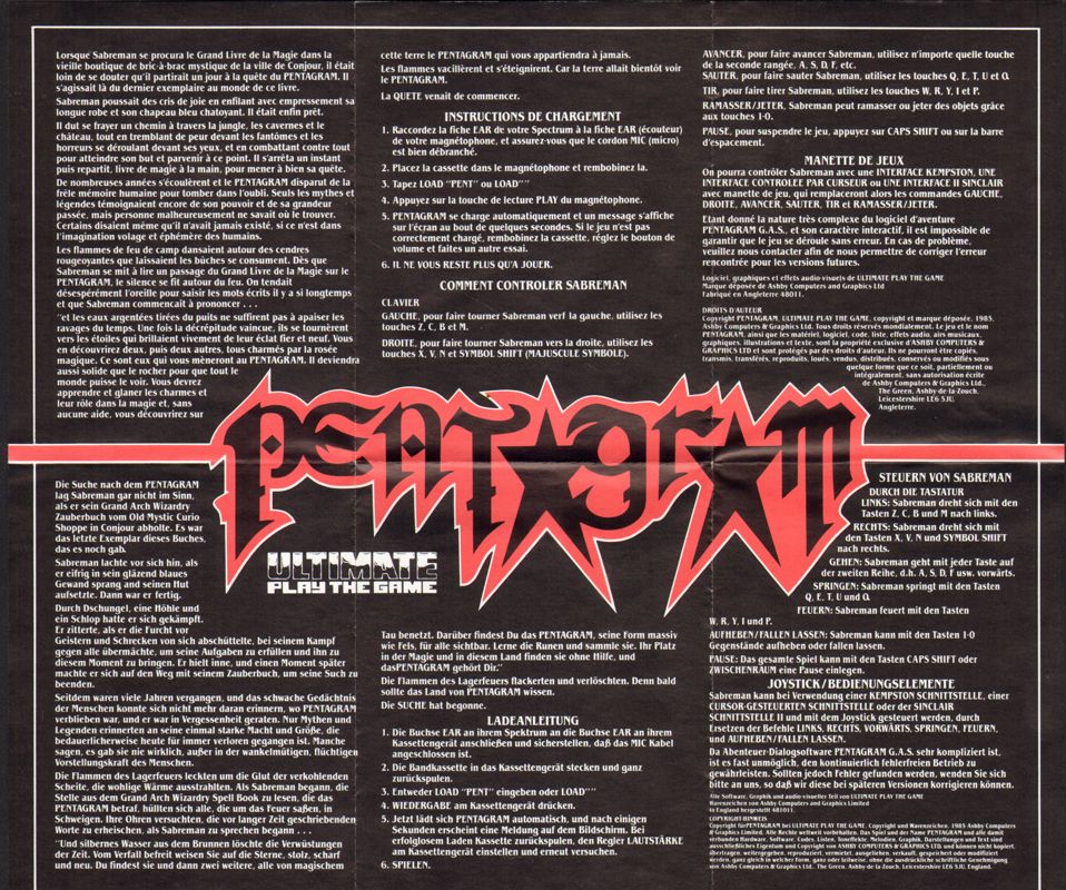 Manual for Pentagram (ZX Spectrum)