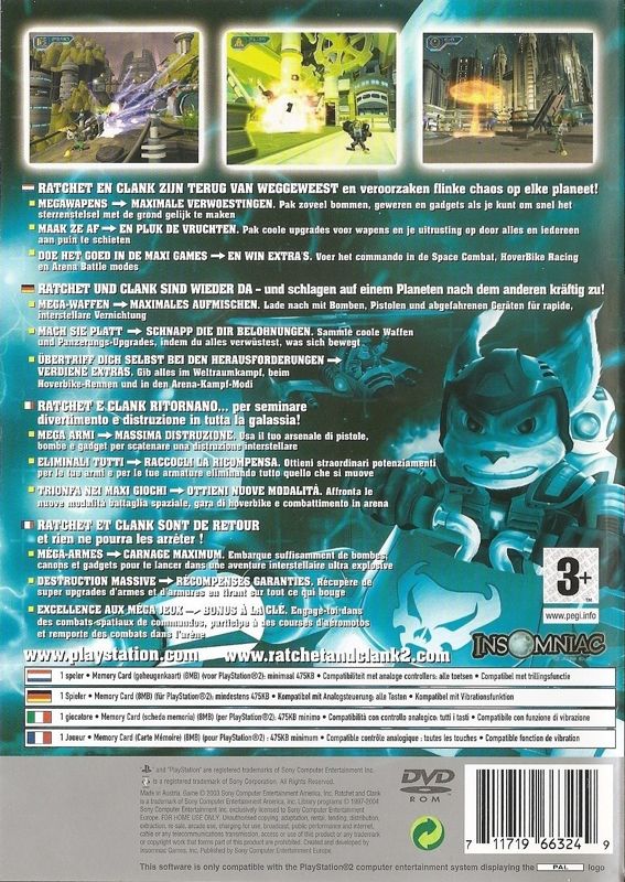Back Cover for Ratchet & Clank: Going Commando (PlayStation 2) (Platinum release)