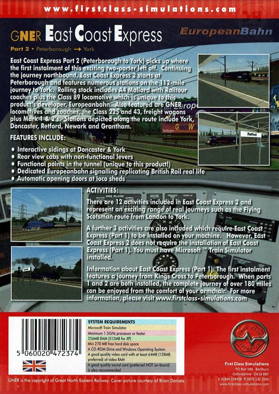 Back Cover for East Coast Express: Part 2 Peterborough - York (Windows): Reversible Covers - Back