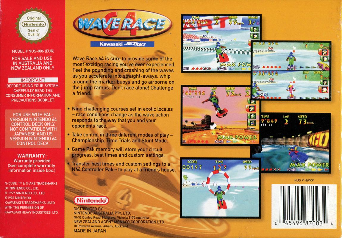 Wave Race 64: Kawasaki Jet Ski cover or packaging material - MobyGames