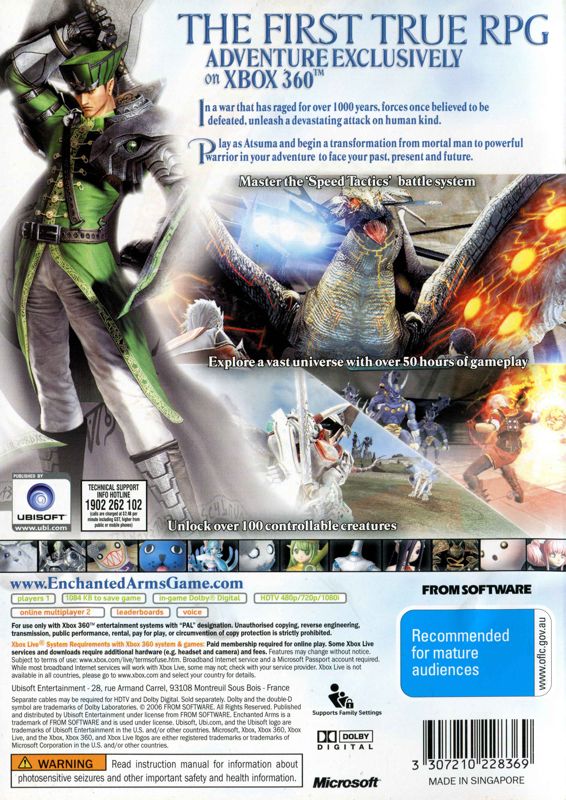 Back Cover for Enchanted Arms (Xbox 360)