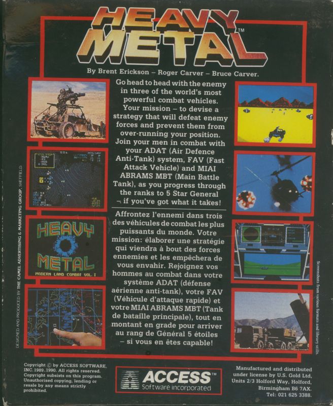 Back Cover for Heavy Metal (ZX Spectrum)
