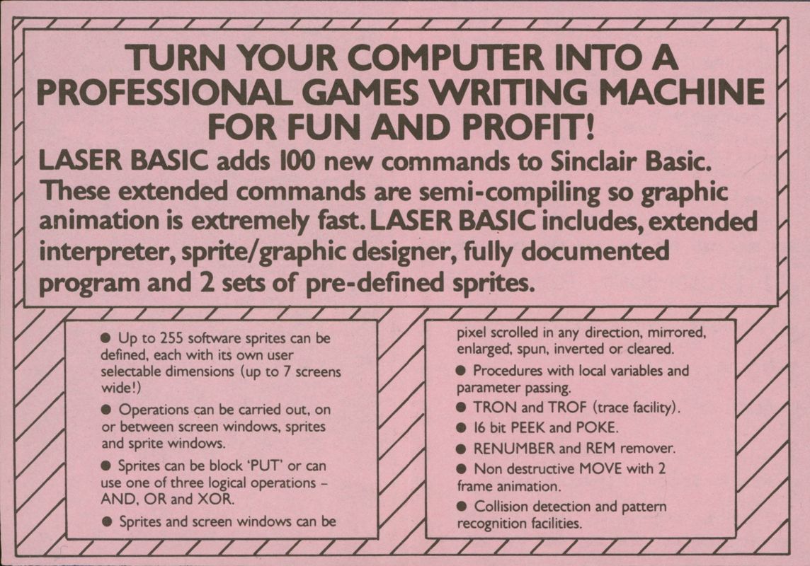 Extras for Hyper Sports (ZX Spectrum): Registration Card - Side B