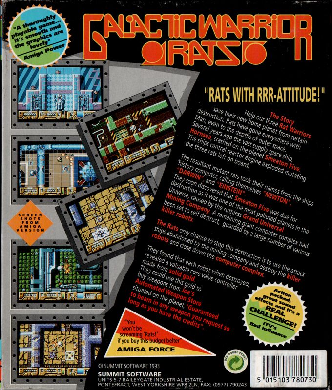 Back Cover for Galactic Warrior Rats (DOS)