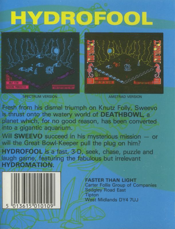 Back Cover for Hydrofool (ZX Spectrum)