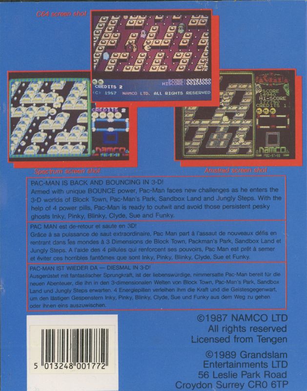 Back Cover for Pac-Mania (ZX Spectrum)