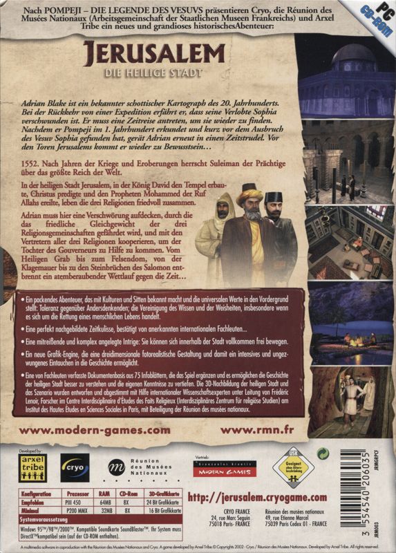Back Cover for Jerusalem: The Three Roads to the Holy Land (Windows)
