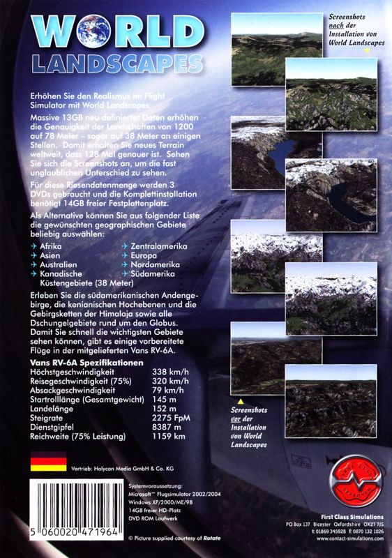 Back Cover for World Extreme Landscapes (Windows)