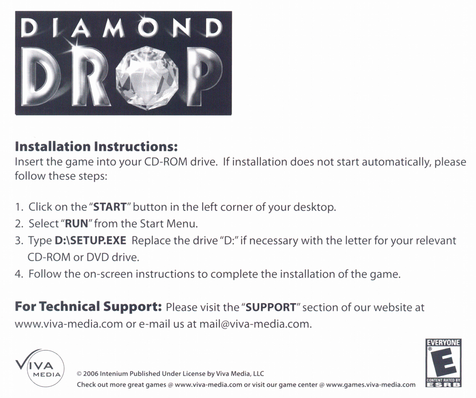 Other for Diamond Drop (Windows): Jewel Case - Back