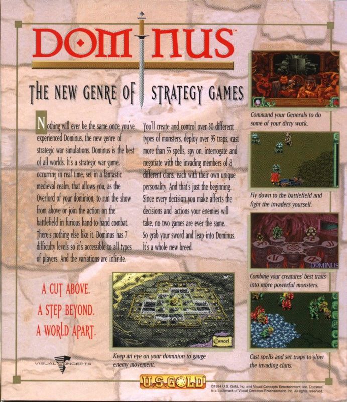 Back Cover for Dominus (DOS) (CD-ROM Release)