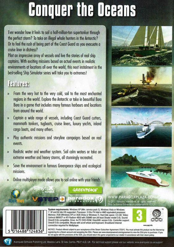 Back Cover for Ship Simulator Extremes (Windows)
