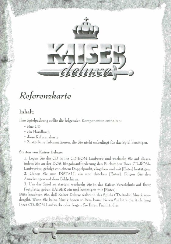 Reference Card for Funsoft: Strategie-Edition (DOS): Kaiser Deluxe - Front