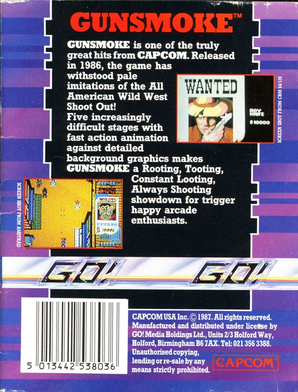 Back Cover for Gun.Smoke (ZX Spectrum)