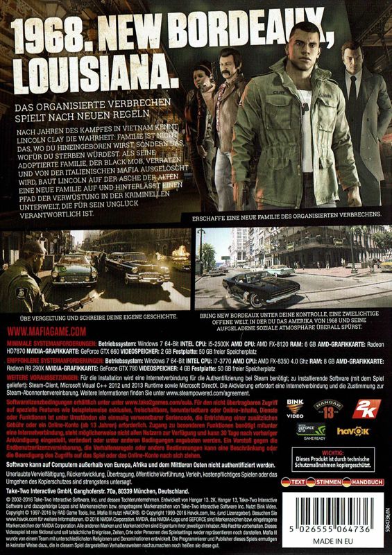 Back Cover for Mafia III (Windows)