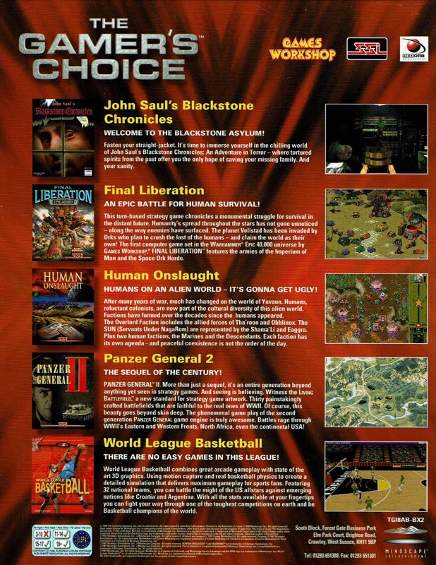Back Cover for The Gamer's Choice (Windows)