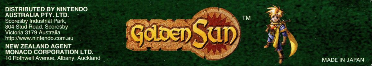Spine/Sides for Golden Sun (Game Boy Advance): Top
