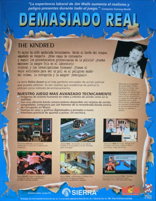 Back Cover for Police Quest 3: The Kindred (DOS)