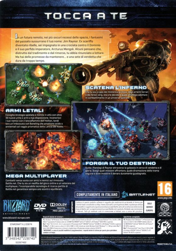 Other for StarCraft II: Wings of Liberty (Macintosh and Windows): Keep Case - Back