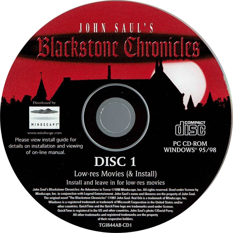 Media for The Gamer's Choice (Windows): John Saul's Blackstone Chronicles - Disc 1