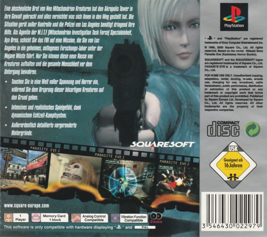 Back Cover for Parasite Eve II (PlayStation) (Platinum release)