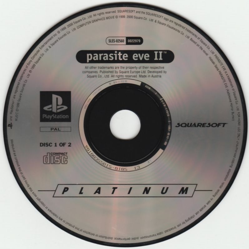 Media for Parasite Eve II (PlayStation) (Platinum release): Disc 1