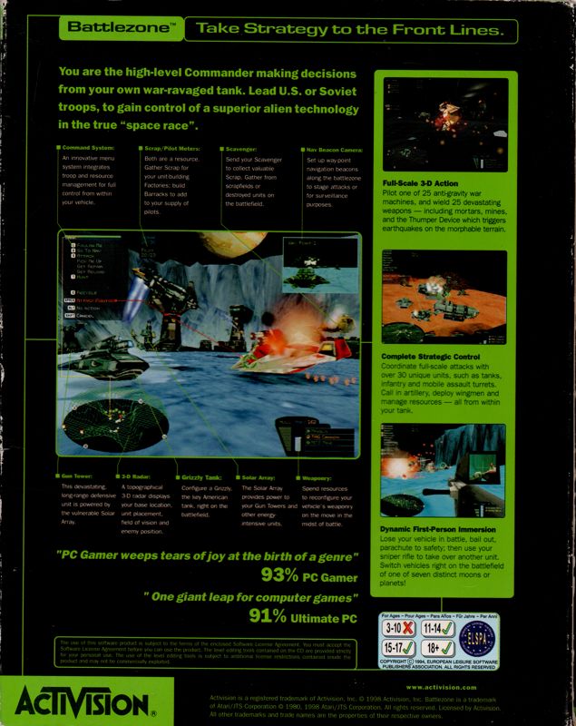 Back Cover for Battlezone (Windows)