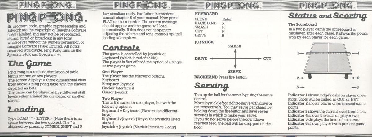 Manual for Ping Pong (ZX Spectrum)