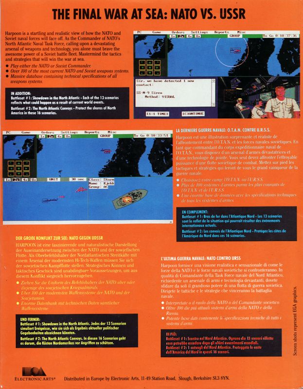 Back Cover for Harpoon & Battleset 2 (DOS) (With French sticker)