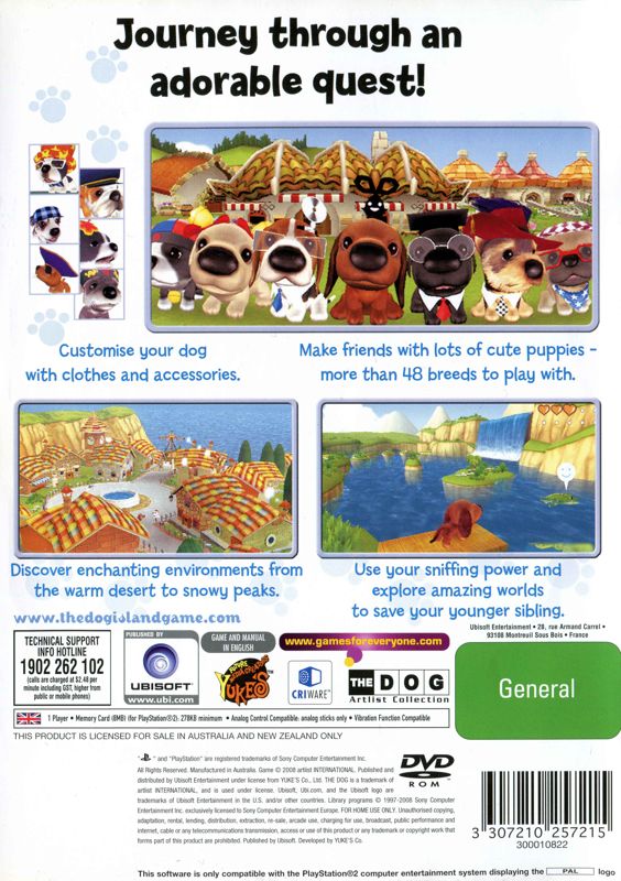 Back Cover for The Dog Island (PlayStation 2)