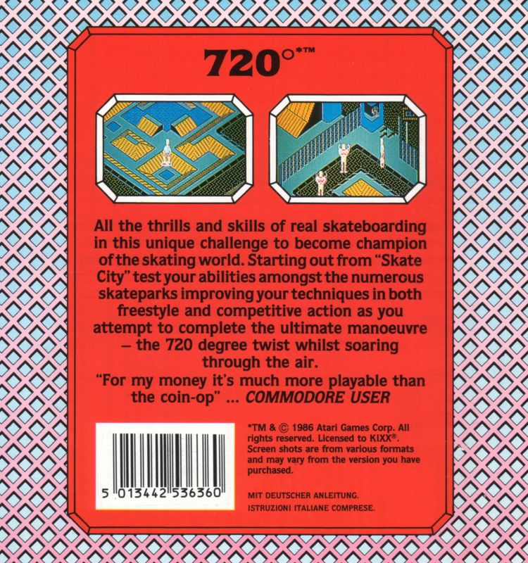 Back Cover for 720º (Commodore 64) (Kixx Budget Release (Plastic Box, Diskette))