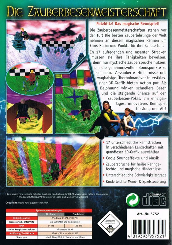 Back Cover for Potz Blitz!: Die Zauberbesenmeisterschaft (Windows)
