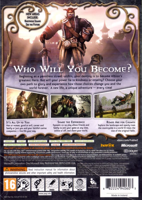 Back Cover for Fable II: Platinum Hits (Xbox 360)
