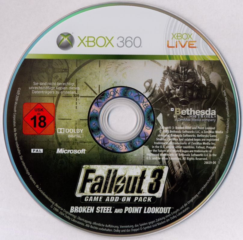 Media for Fallout 3: Game Add-on Pack - Broken Steel and Point Lookout (Xbox 360)