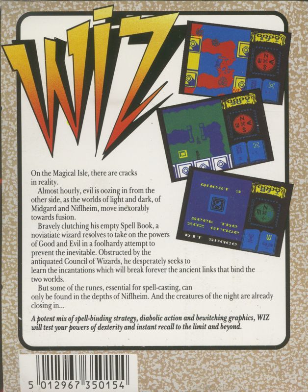 Back Cover for Wiz (ZX Spectrum)