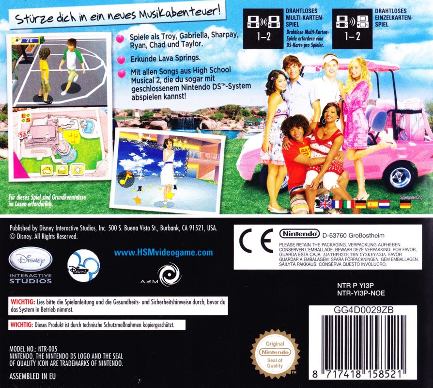 Back Cover for High School Musical 2: Work This Out! (Nintendo DS)