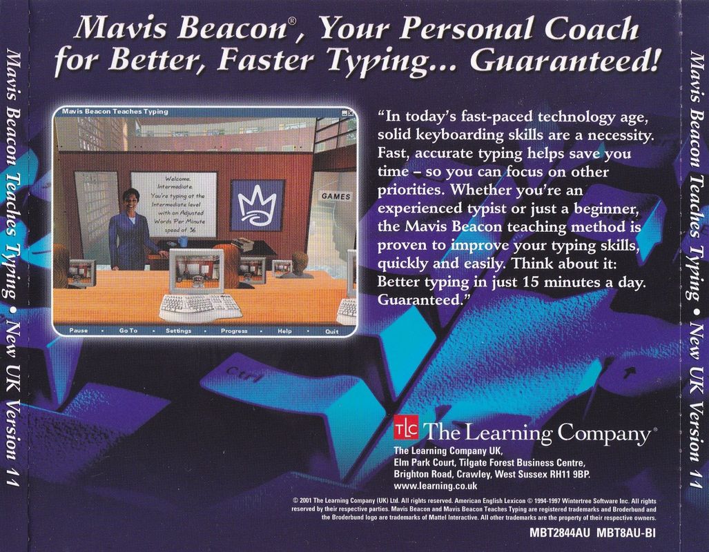 Other for Mavis Beacon Teaches Typing: New UK Version 11 (Windows): Jewel Case: Back