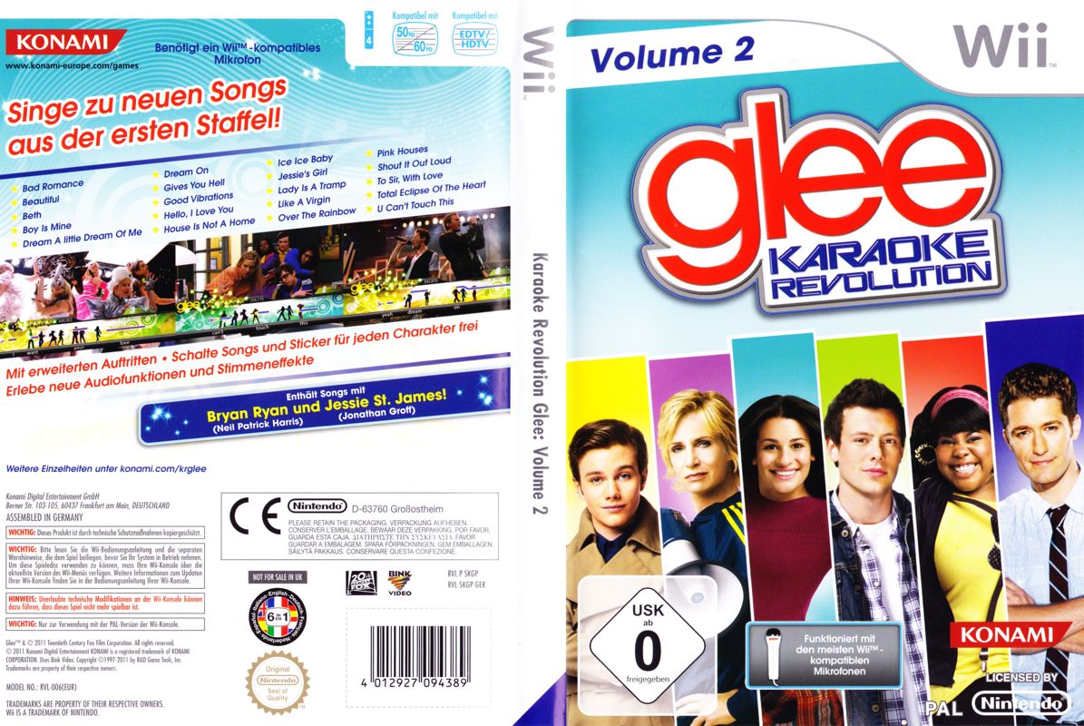 houder Wieg mannelijk Karaoke Revolution: Glee - Volume 2 cover or packaging material - MobyGames