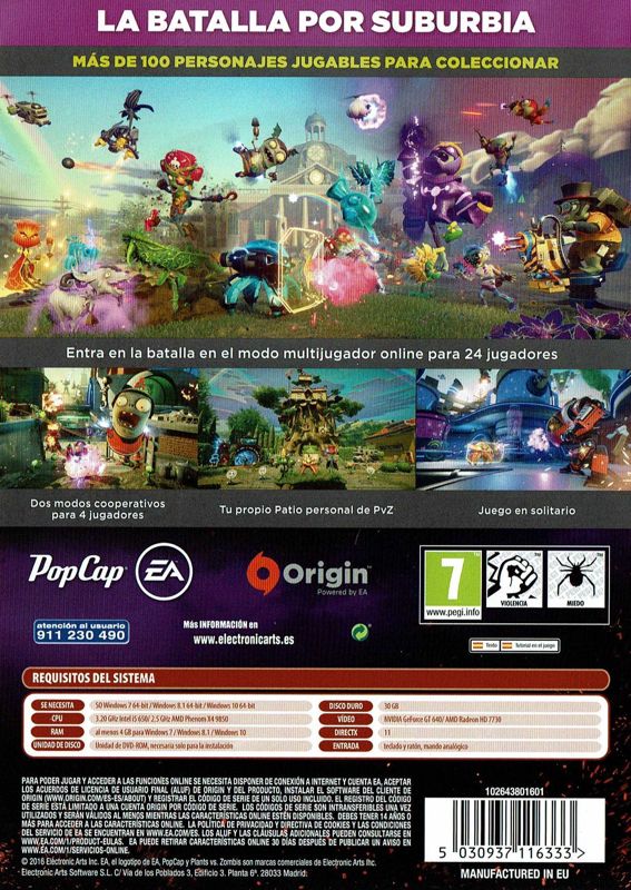 Back Cover for Plants vs. Zombies: GW2 (Windows)
